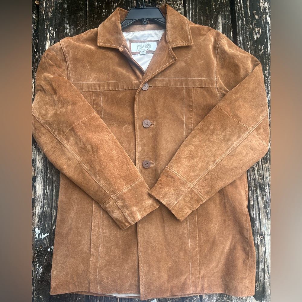 Wilson’s Leather M. Julian Buckskin Saddle Brown Suede 4 Button Medium Jacket E6